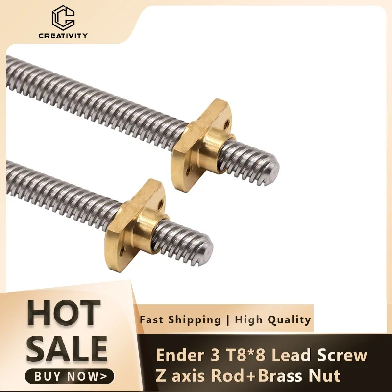 T8*8 Ender 3 Lead Screw Z axis Rod +Brass Nuts Lead 8MM 365/399