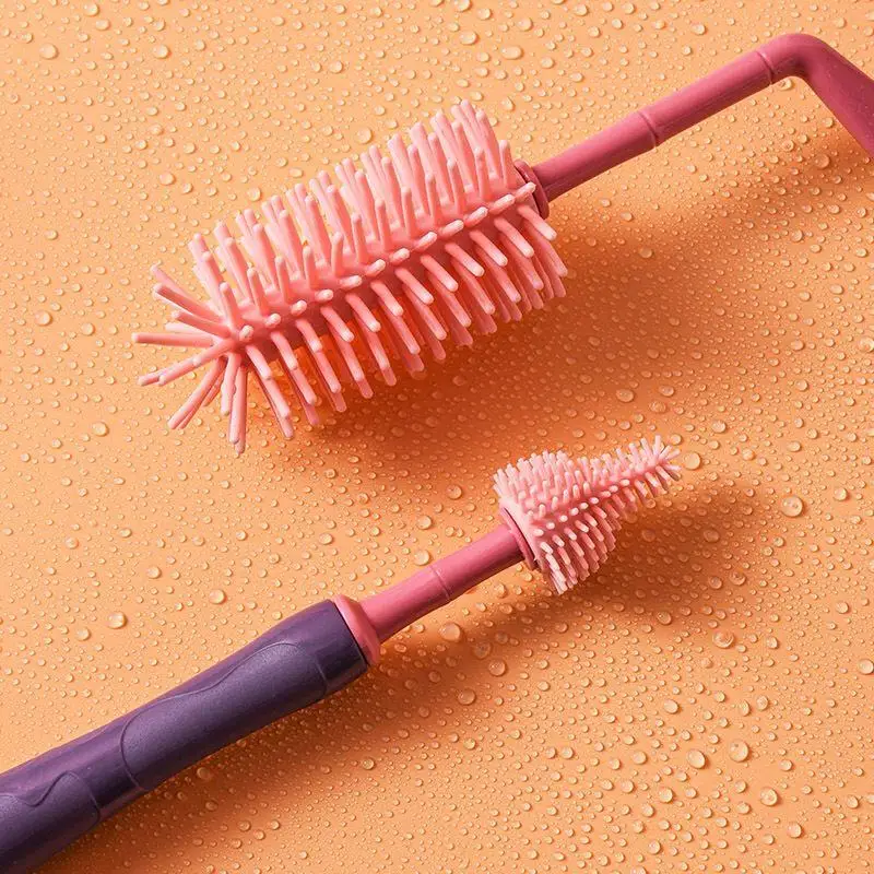 Silicone Bottle Brush Cleaning Brush Set 360 Degree Rotation Baby Pacifier Cup Nipple Cleaning Handheld Soft Head Food Grade Watering