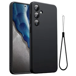 Black Soft Silicone Lanyard Cord Phone Case - Versatile Protective Back Cover - Case & Strap (For Galaxy S21)