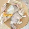 Half-Enclosed Wooden Cat Tent Villa Pet Bed All-Season Dual-Use Durable Sisal Scratching Board Cozy House Furniture for Cats 4