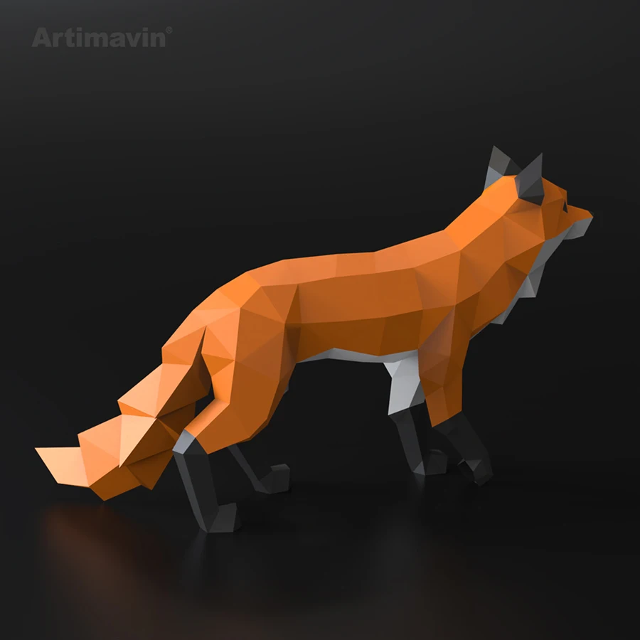 Fox Creative DIY 3D Paper Sculpture Model Handmade Origami Decorative Paper Art Trendy Toy Ornament