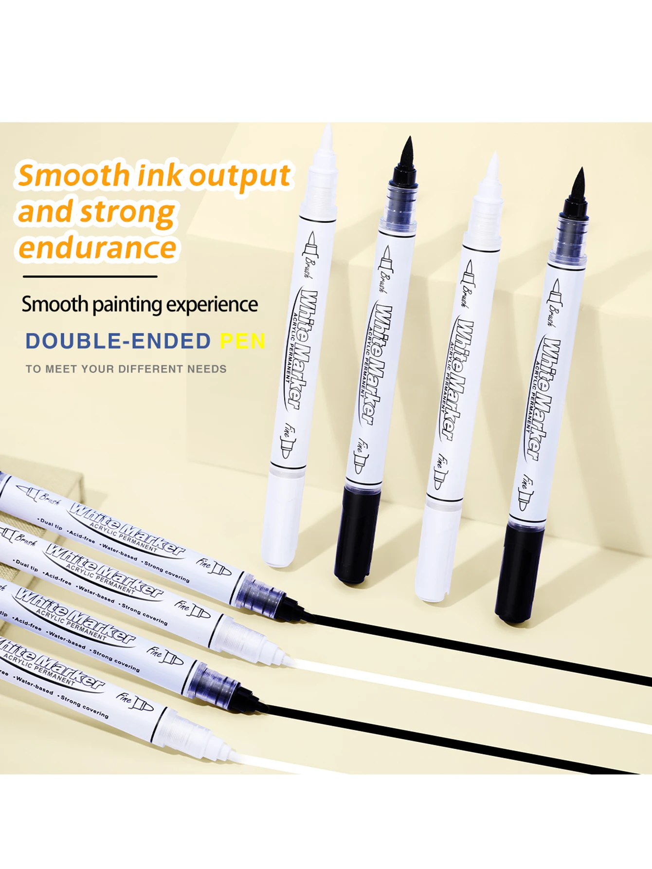 2-6Pcs 블랙/화이트 대용량 듀얼 팁 아트 용품, 패브릭 페인트, DIY 아트 마커에 대 한 영구 아크릴 페인트 펜