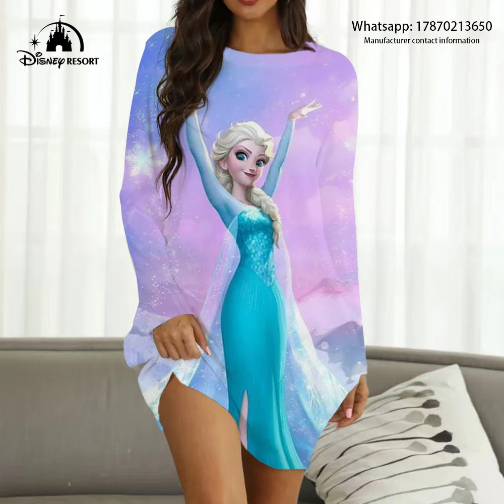 цена 2022 New Disney Brand Frozen Cartoon Print Hot Sale Sweetheart Women's Fall Fashion Casual Boho Loungewear Y2K