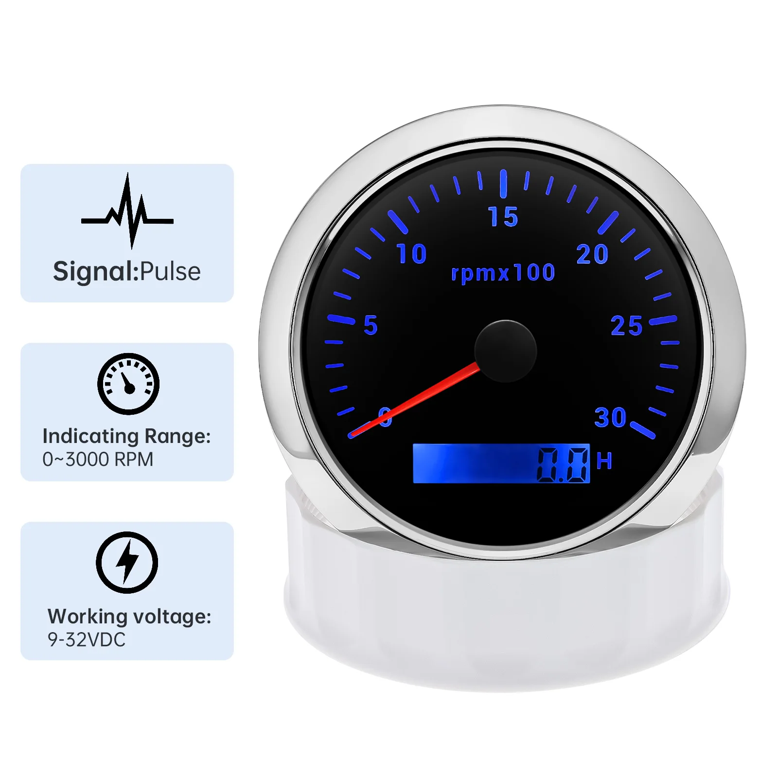 LCD 디지털 시간계 RPM 게이지, 디젤 엔진 타코미터, REV 카운터, 7 색 백라이트, 12V, 24V, 8000rpm,  6000rpm, 3K-8K, 85mm - AliExpress