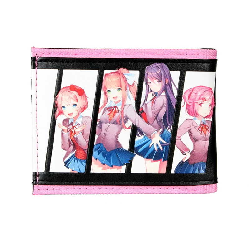 Pink double fold men's wallet, fashionable girls' card holder
