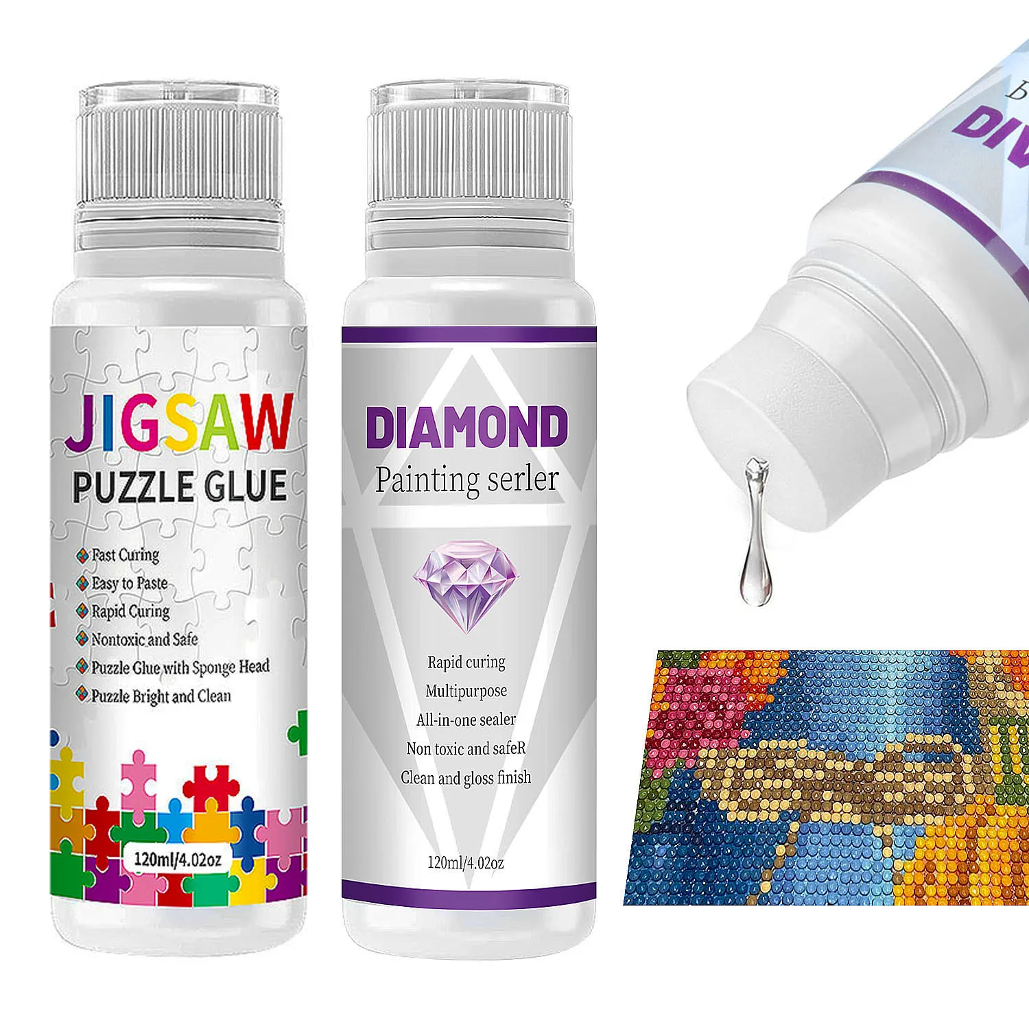 Diamond Painting Glue Sealer Diamond Art Permanent Hold Shine Effect Sealer  Diamond Painting Puzzles Paintings Glue Tools - AliExpress