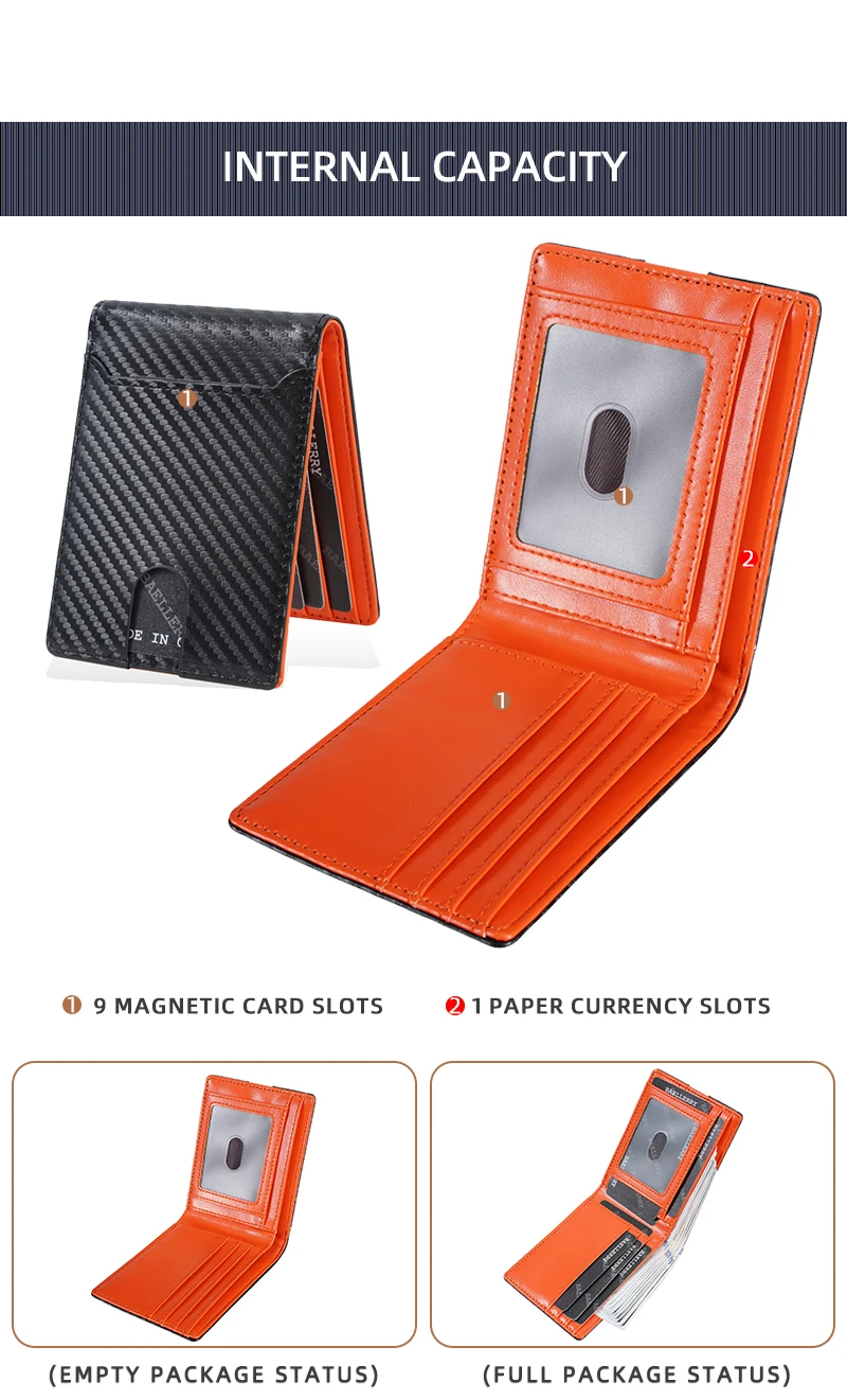 Neue Einfache Kurze Männer Karte Brieftaschen Hohe Qualität Carbon Faser Karte Clips Foto Halter Schlanke Tragbare Geldbörsen Für Männliche – Detail 4