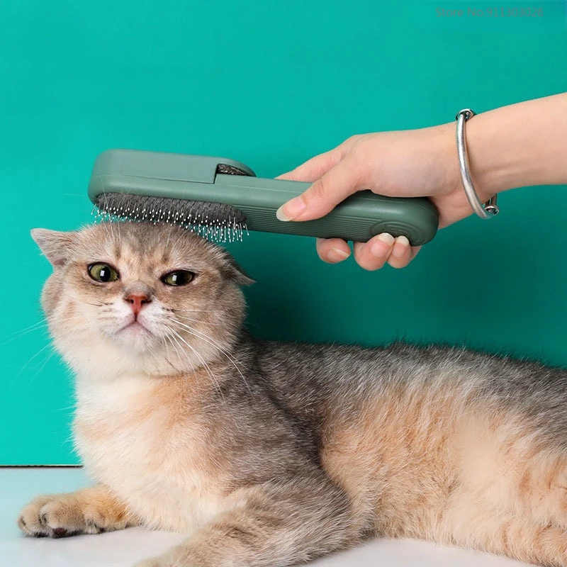 

Pet Hair Brush Cat Groomer Combs Cats Hair Removal Stainless Clean Massage Grooming Tools Dematting Brush Cat Cleaning Supplies