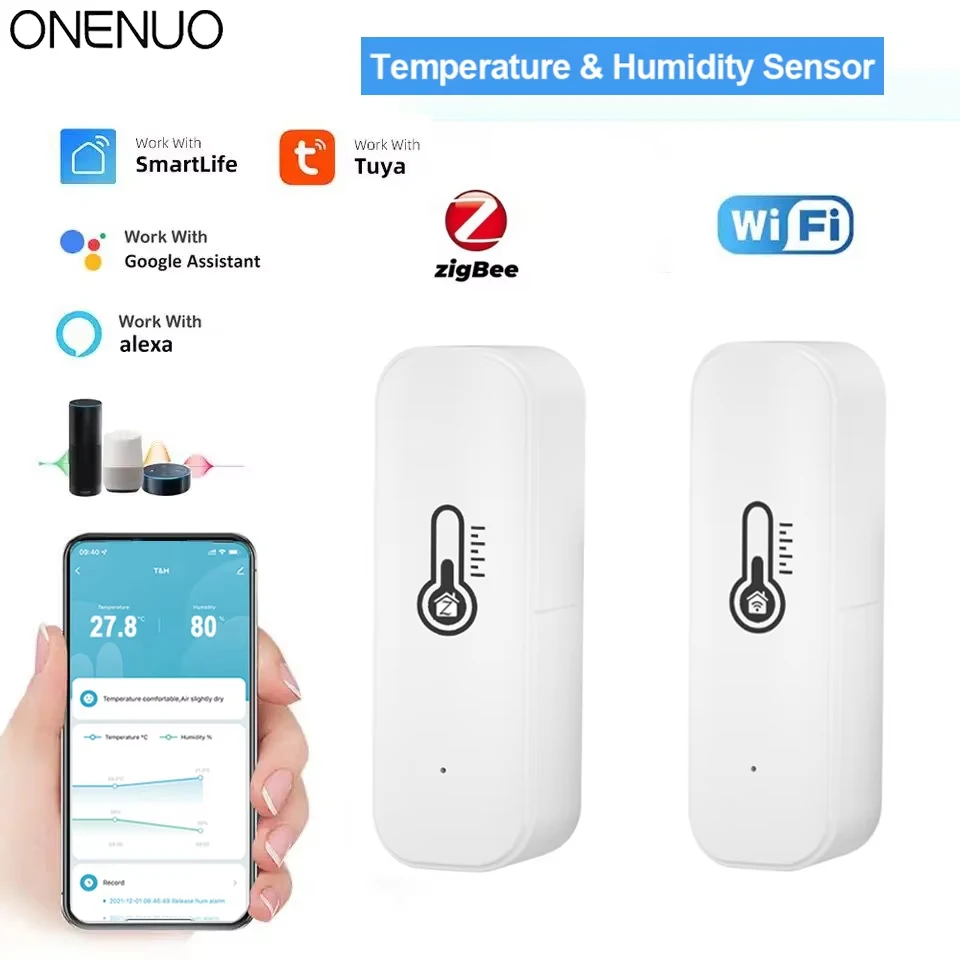 Smart Temperature Humidity Sensor Tuya Zigbee or WiFi Home Connected Thermometer Compatible With Smart Life Alexa Google Assistant