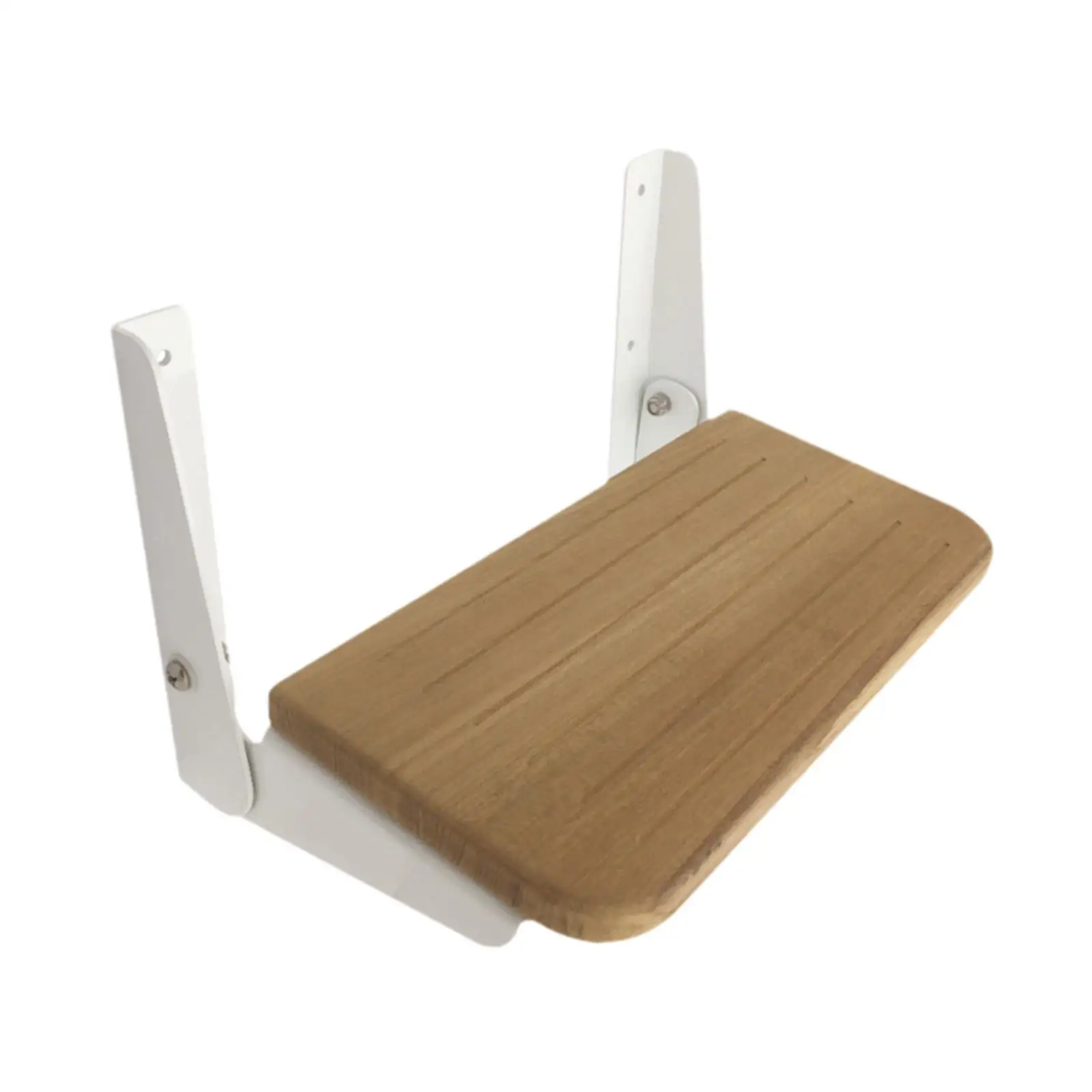 Folding Teak Shower Seat Bench Chair Shower Stool, Folding, Footrest Pedal, Wall Mount for Ships RV Household Home Bathroom