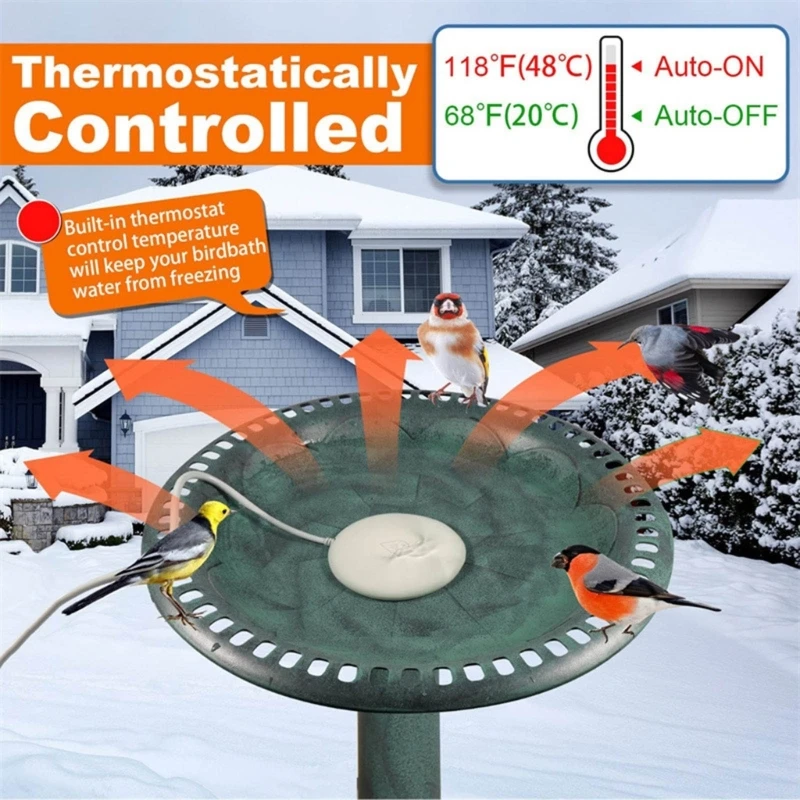 Efficient Winter Bird Bath Water Heater Immersible Thermostatically Water Heater Suitable for Birds Chickens Farm Sink