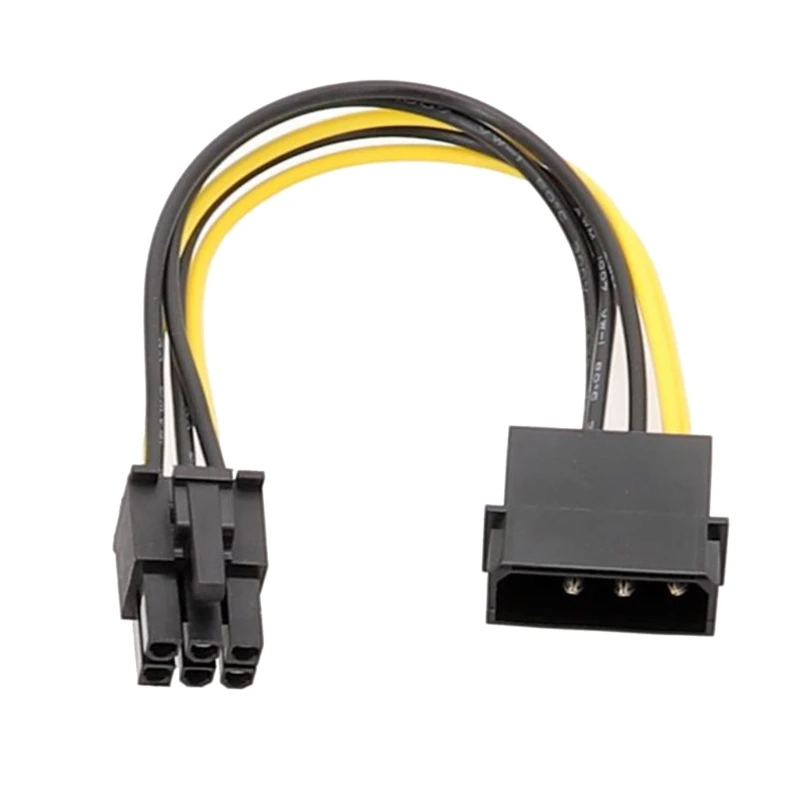 

896F Graphics Card Power Supply with 6Pin Male to 4Pin Male Cable 18AWG 34/0.16TS Power Cord Power Wire Replacements