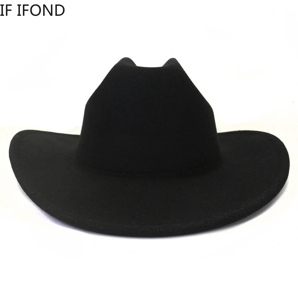 Nuovi Uomini Delle Donne Di Lana Artificiale Occidentale Cappello Da Cowboy Inverno Autunno Gentleman Jazz Cappelli Da Cowgirl Cloche Sombrero Cappell