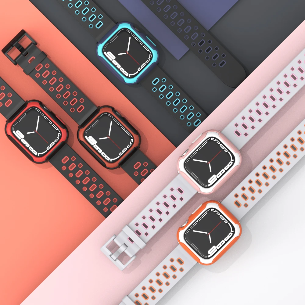 Case + Strap for Apple Watch Series 7 6 5 4 SE 45mm 41mm 44mm 40mm Screen Protector CoverBracelet iWatch Accessories