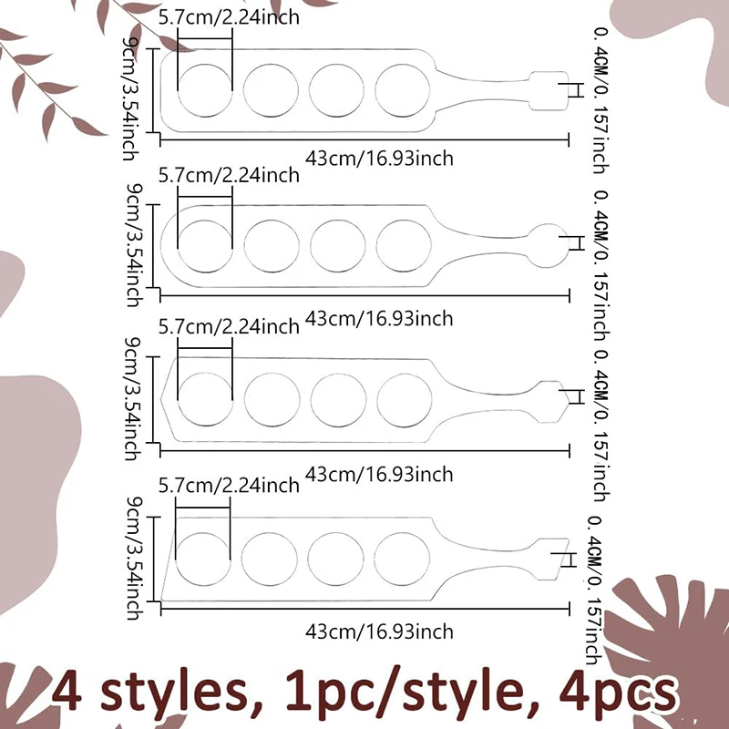Clear Acrylic Router Beer Template Four Styles Whisky Glass Flight Paddle Board Beer Flight Template Woodworking Router