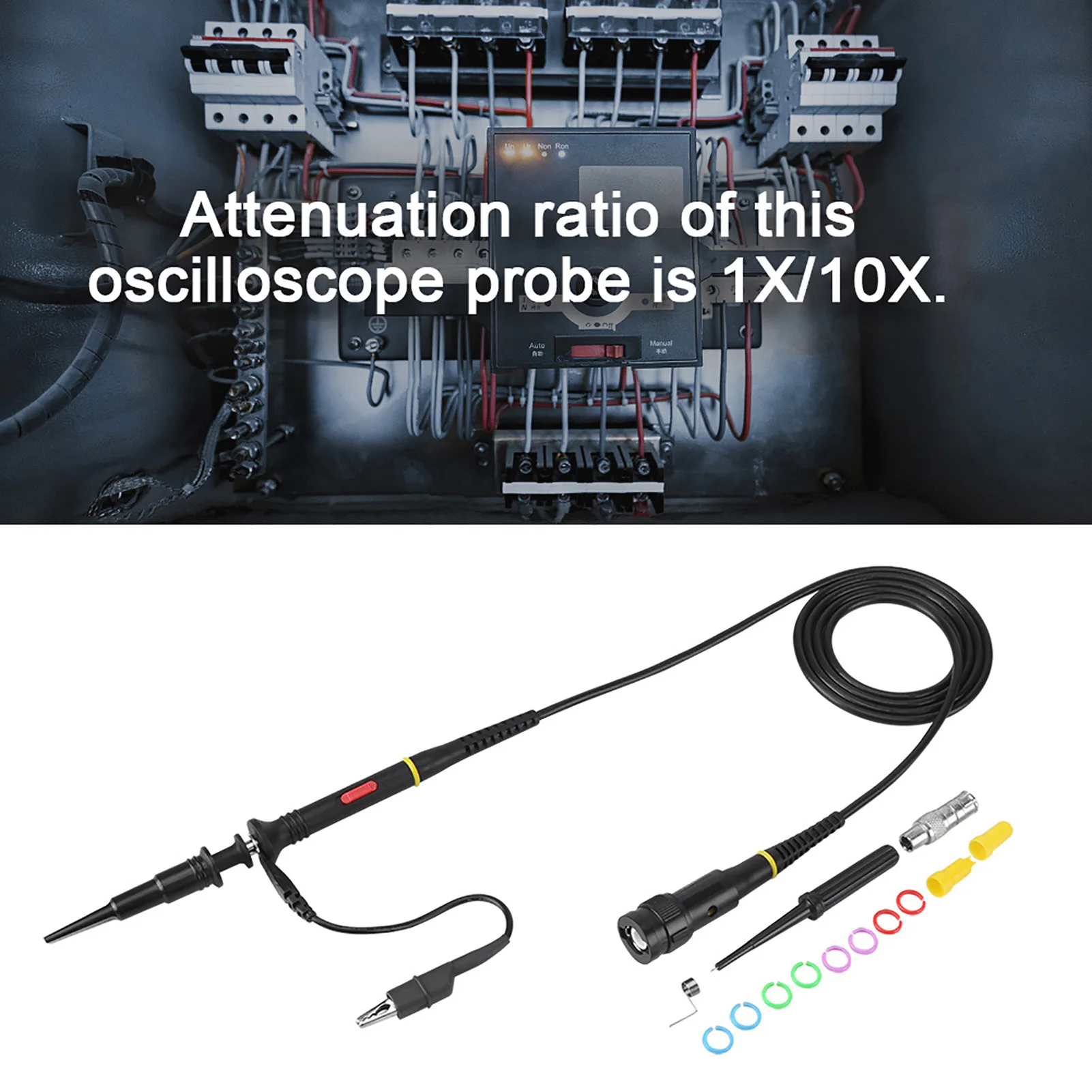 Oscilloscope Probe 200Mhz Oscilloscope Scope Test Probe Clip BNC P2200 X10/X1 Black Oscilloscope Probe X10/X1 200MHz