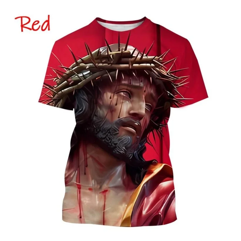 

2023 New Christian Cross Fashion 3D T Shirts About Jesus Christ Loves Everyone Christian Women Mens T-Shirts