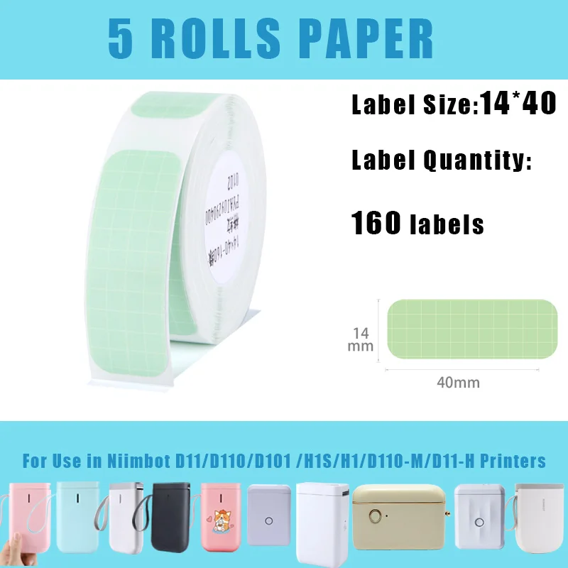Niimbot 5 롤 과일 B 열 라벨 용지, H1 H1S D110 D101 D11 프린터 라벨 메이커, 방수 주방 스티커, 휴일 선물