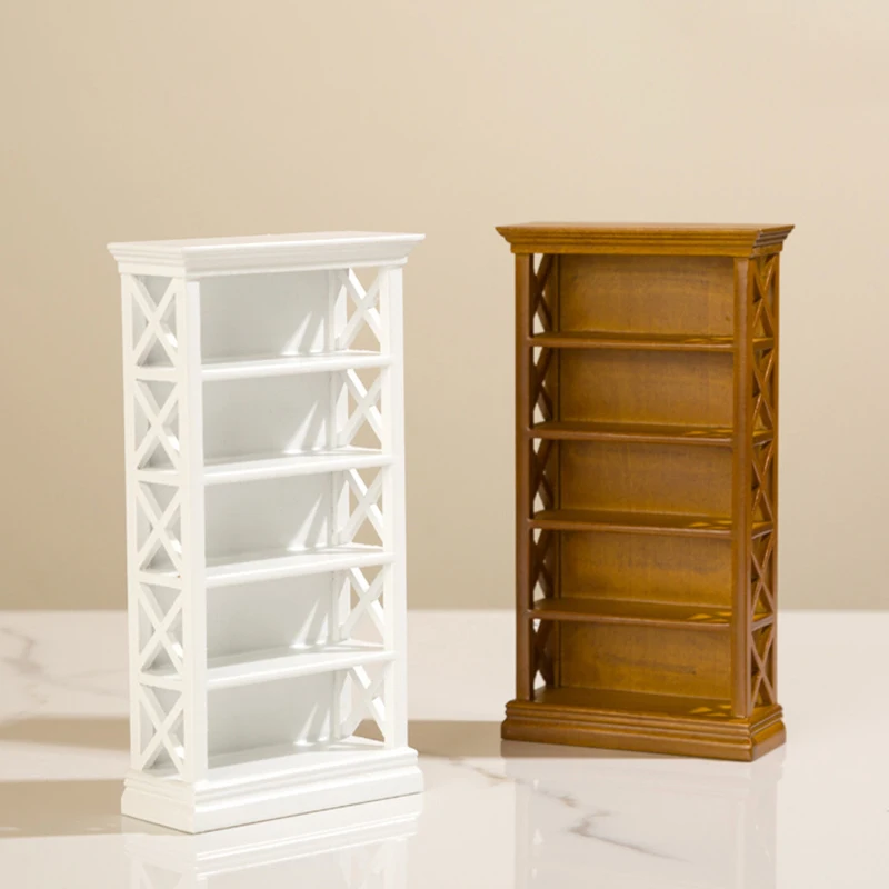 1/12 Dollhouse Bookshelf Storage Cabinet Miniature Closet Book Table Cabinet Shelf Model Dollhouse Furniture Decor DIY Toys 2