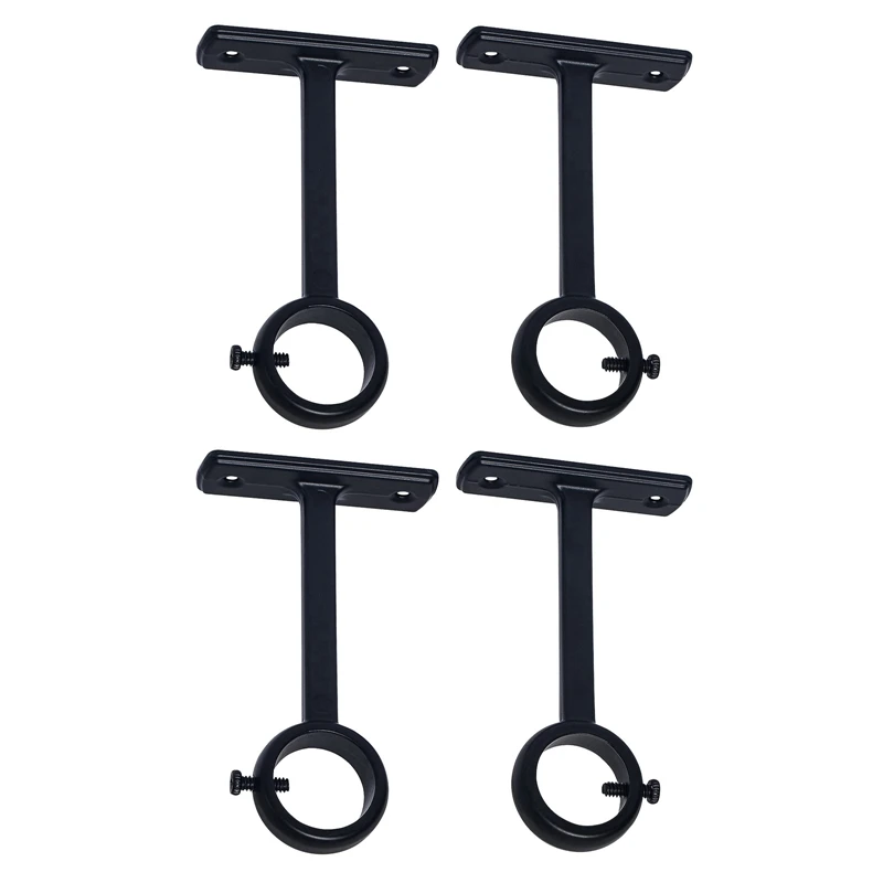 Ceiling Mounted Curtain Rod Brackets Heavy Duty Ceiling Bracket For 1 Inch Curtain Rod Holder(Set Of 4, Black)