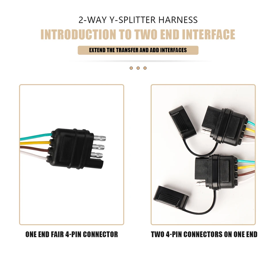2-Way 4Pin Harness Connector Tailgate Light Bars Wiring Adapter Y - Foto 3