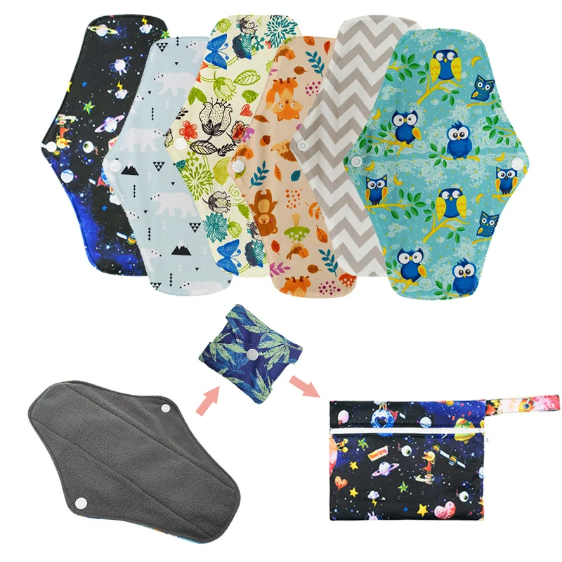 Reusable Pads Bamboo Charcoal Pads Sanitary Washable Panty Liner Mama Maternity Menstrual Cotton 1 5Pcs sanitary pads