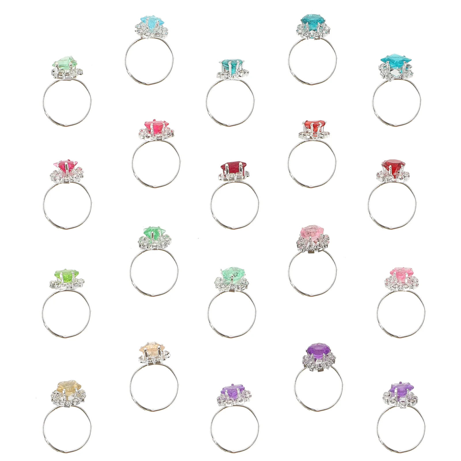 

20 Pcs Children Imitation Diamond Ring Rings for Girls Simulation Little Decorative Toys Alloy Finger Kid Toddler