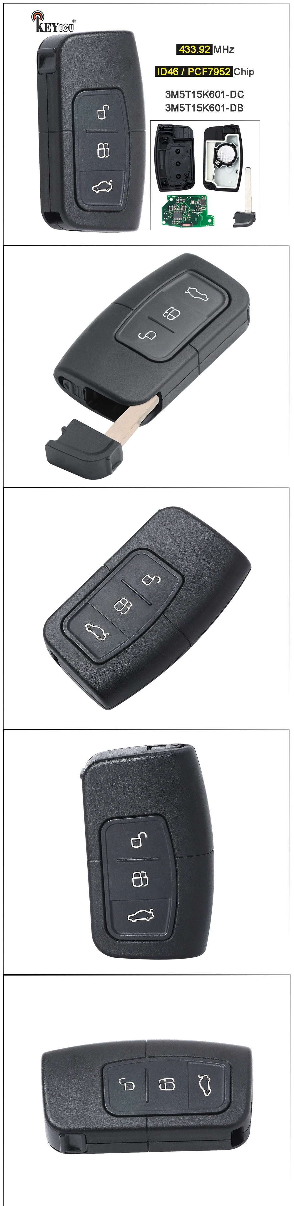 Keyforkess 433.92MHz ID46 / PCF7952 Chip muslimax/muslimex Remote Key Fob per Ford C-Max Focus MK2 Kuga Mondeo Galaxy - Sbb594779e2c2443890bb3a70c74cac9ba
