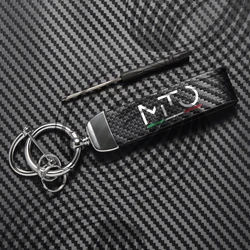 Carbon Fiber Leather and Zinc Alloy Keychain with Logo - Premium Car Accessory (For MITO Logo)