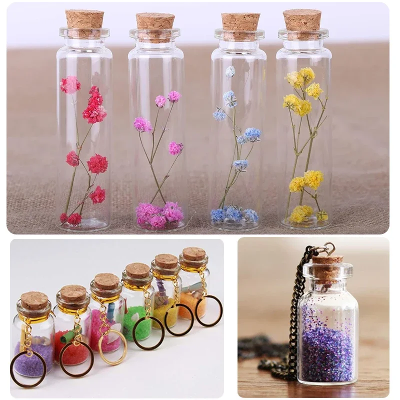 Small Cute Mini Cork Stopper 5pcs-10pcs Glass Bottles Vials Jars Containers Small Wishing Bottle Glass With Cork Stopper