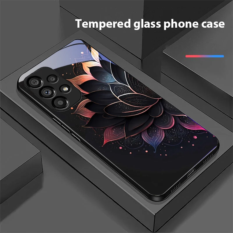 Luminous Black Lotus Tempered Glass Phone Case - Premium Hard Shell