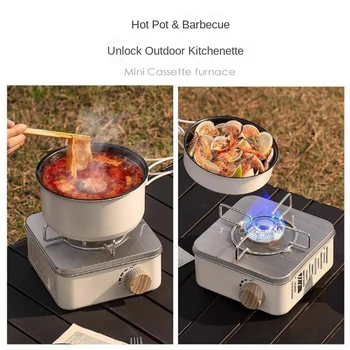 Outdoor Mini Square Stove Portable Folding Gas Stove Card Camping Cookware Ultra Light Travel Cookware Hiking Equipment 1