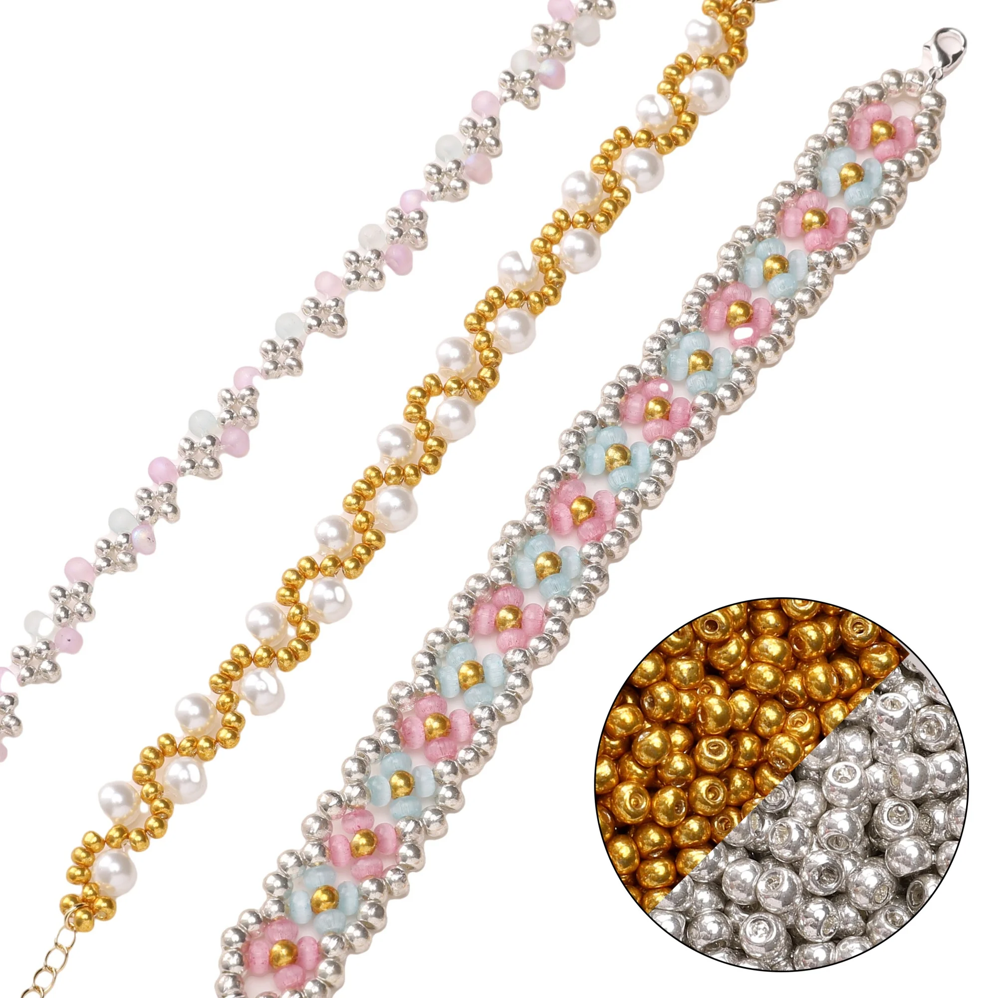 Gold/Silver Glass Seed Beads