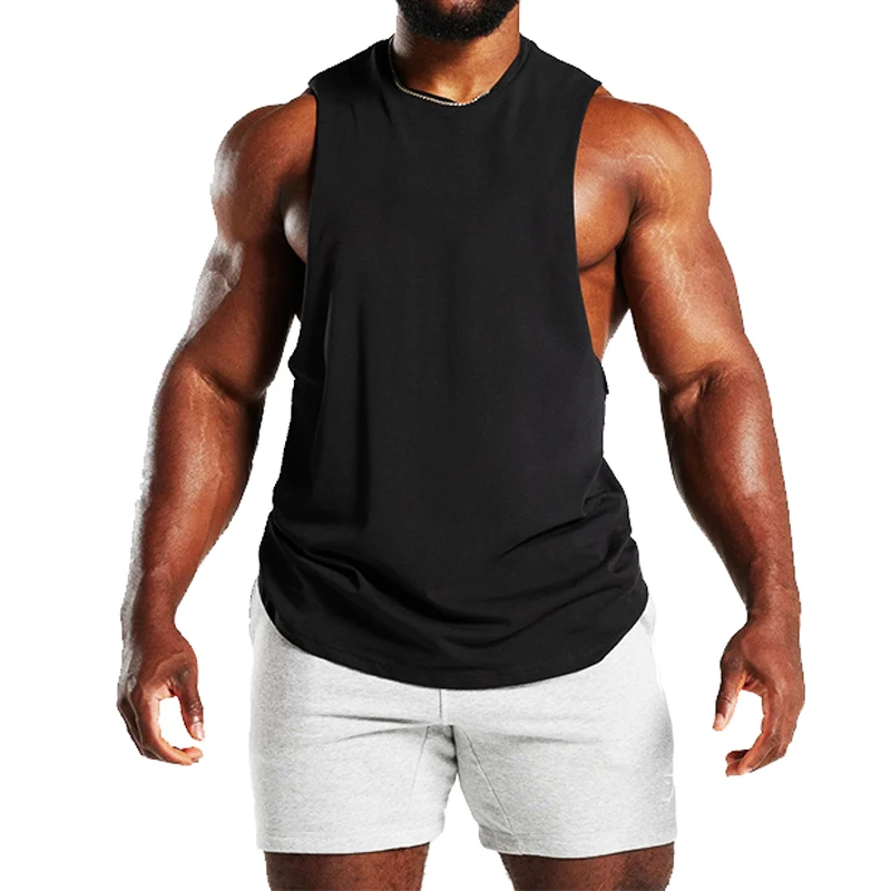 

Brand New Plain Tank Top Men Gyms Stringer Sleeveless Shirt Open Sides Blank Fitness Clothing Cotton Sportswear Muscle Vest