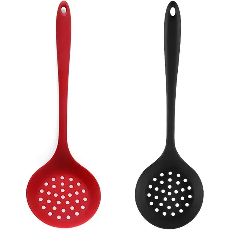 Silicone Skimmer Spoon Non-Stick Cooking Slotted Colander Spoon Skimmer Strainer Kitchen Sink Ladle Strainer