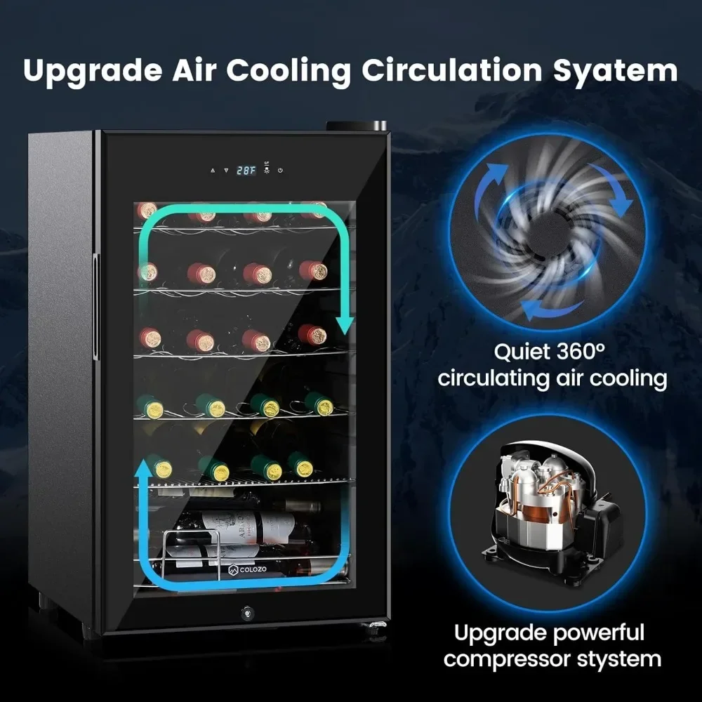 Wine Cooler 17 Inch Refrigerators Freestanding 24 Bottle Countertop Double-Layer Tempered Glass Door Wine Cellars