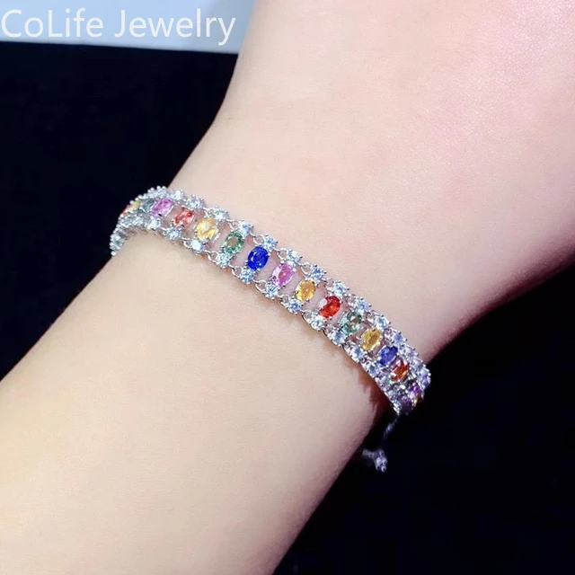 Multi-Colored Sapphire Flower Bracelet – Danny Eliav Jewelry