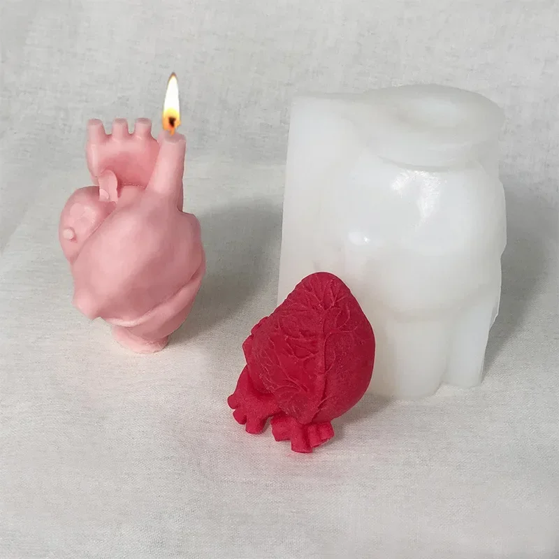 

New 3D Heart Silicone Candle Mold Handmade Soap Plaster Resin Crafts Making Tool Diy Chocolate Ice Cake Baking Kit Home Gift