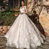 2024 Long Sleeve Lace Applique Wedding Dress Princess Ball Gown Wedding Gowns New Sweep Train Vestidos De Novia Customized 2