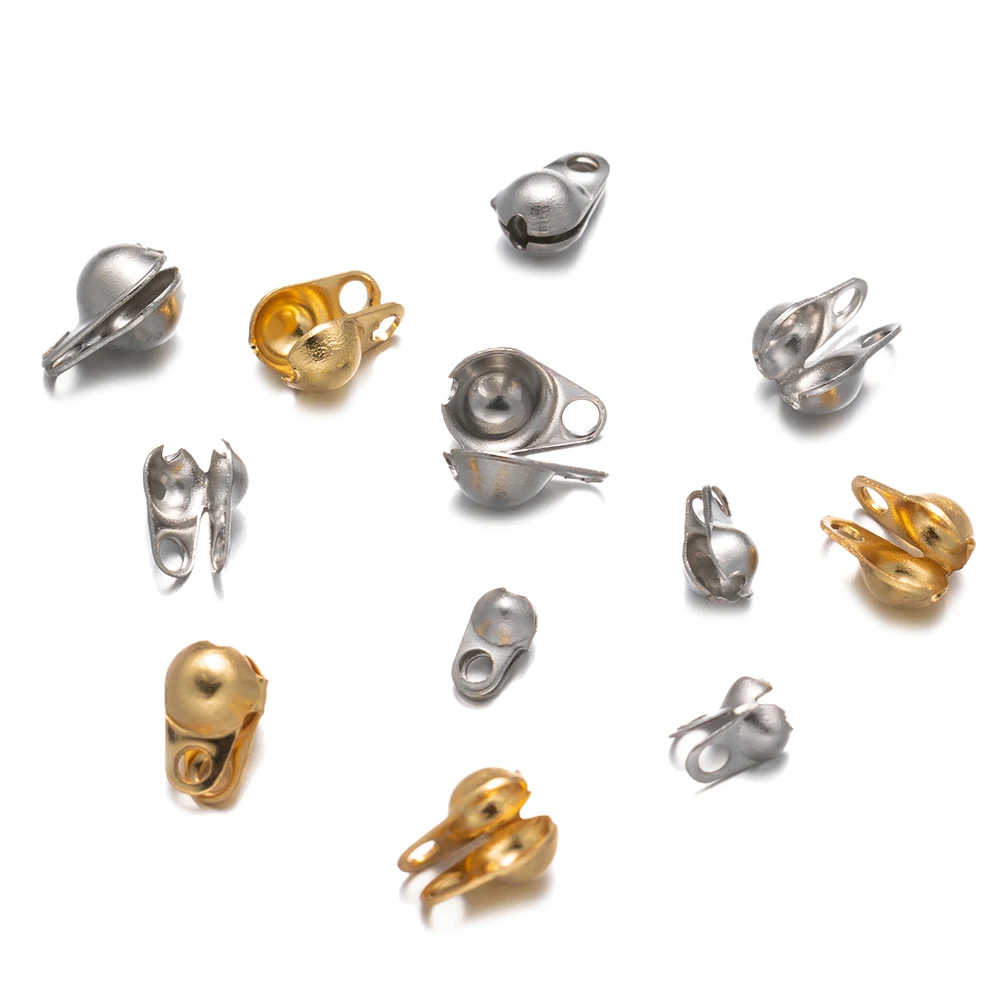 500 Stück Edelstahl-Endverschluss-Perlen, offene Abdeckung, Crimp-Stecker für DIY-Halsketten, Armbänder, Schmuckherstellung, Zubehör, Komponente – Detail 4