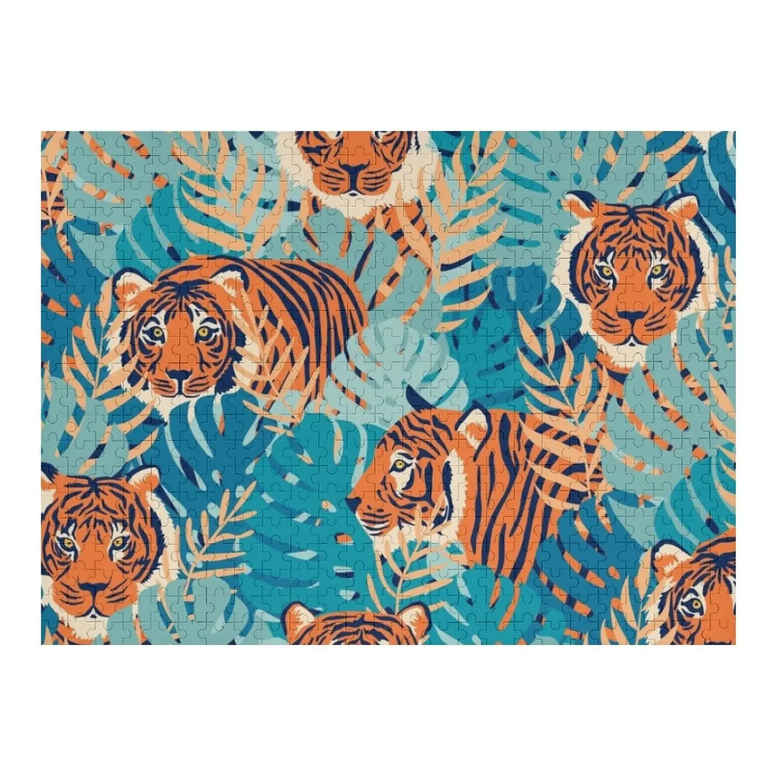 Jungle Tiger - Blue Suede Jigsaw Puzzle Wooden Name Photo Name Wooden Toy Personalized Child Gift Puzzle