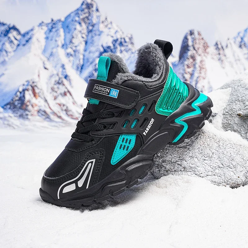 

Children's Shoes Winter Waterproof Boys Sneakers Plus Velvet Warm Cotton Shoes Outdoor Casual Shoes Support Dropshipping