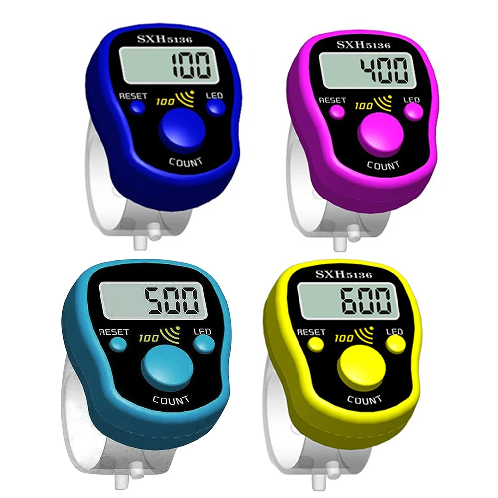 Mini Finger Counter LCD Electric Digital Display Light Tally Counter Stitch Marker Sewing Knitting Weave Buddha Pray Soccer