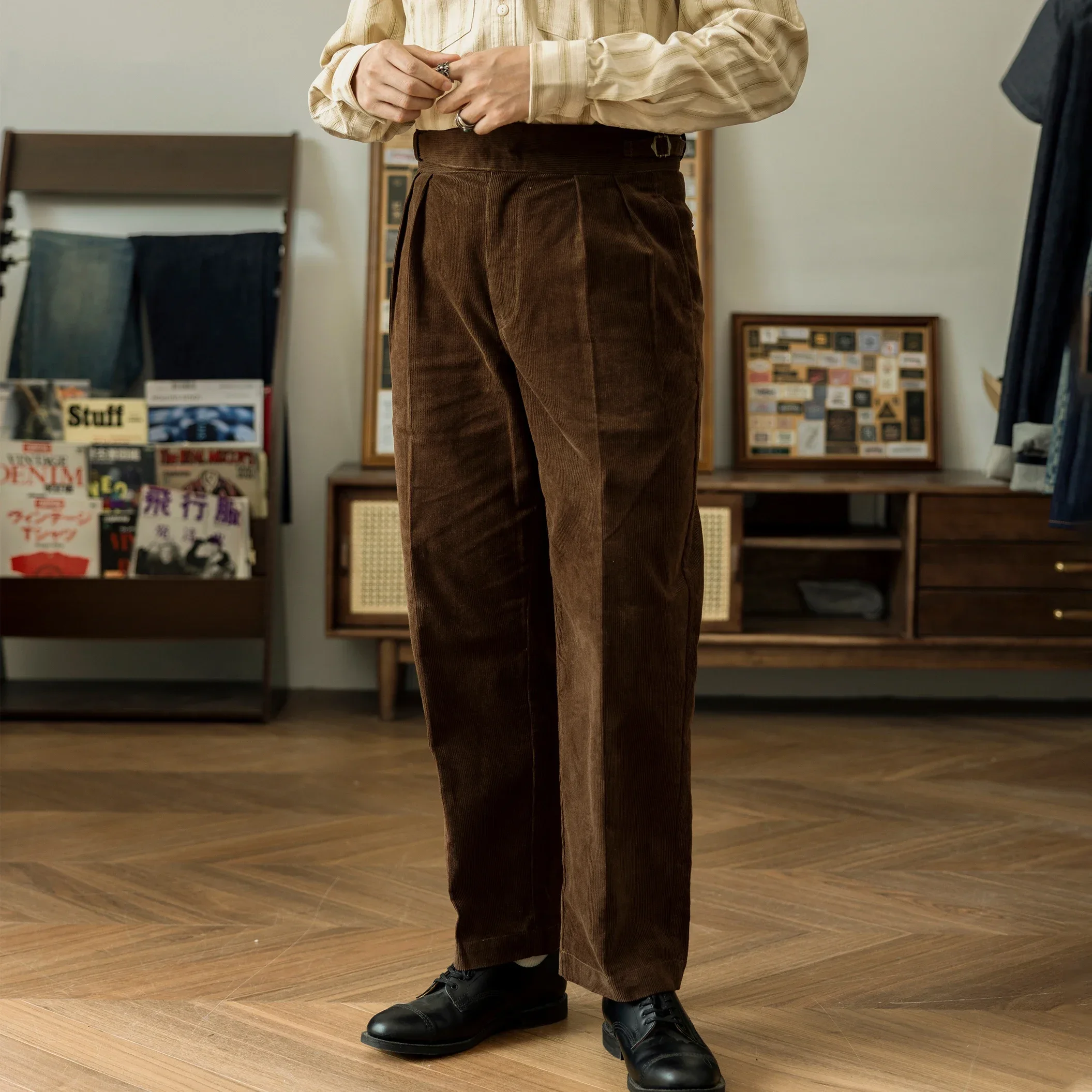 GDCK-0013 RedTornado Super Quality High Waist Washed Pants Sanforized Corduroy Cotton Casual Gurkha Chino 4