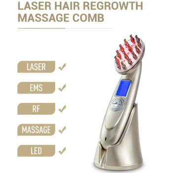 Pettine elettrico per la crescita dei capelli laser Terapia di massaggio anti-perdita di capelli Infrarossi RF Luce rossa EMS Vibrazione Massaggiatore Spazzola per capelli Cura dei capelli