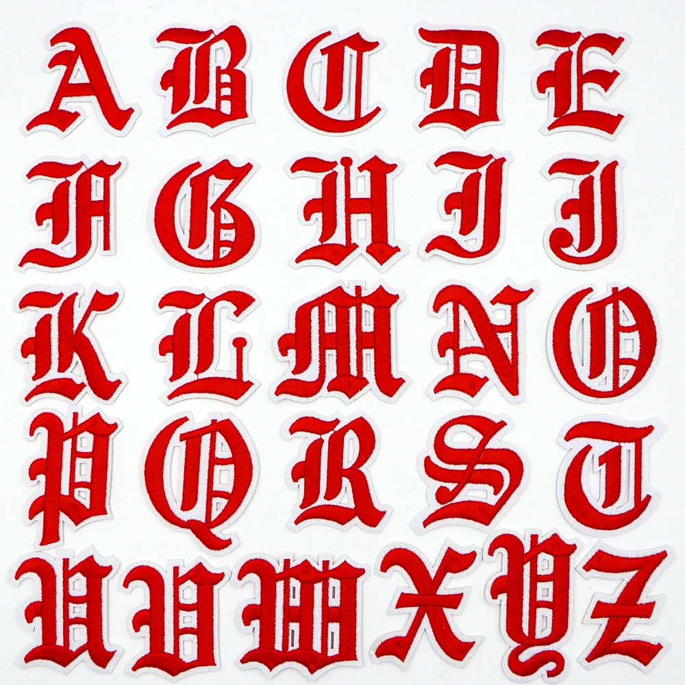 1Set Gothic Eisen auf Buchstaben für Kleidung alte englische Buchstaben Eisen auf Zahlen für Kleidung Abzeichen Stoff Patches für Jeans Taschen – Detail 8