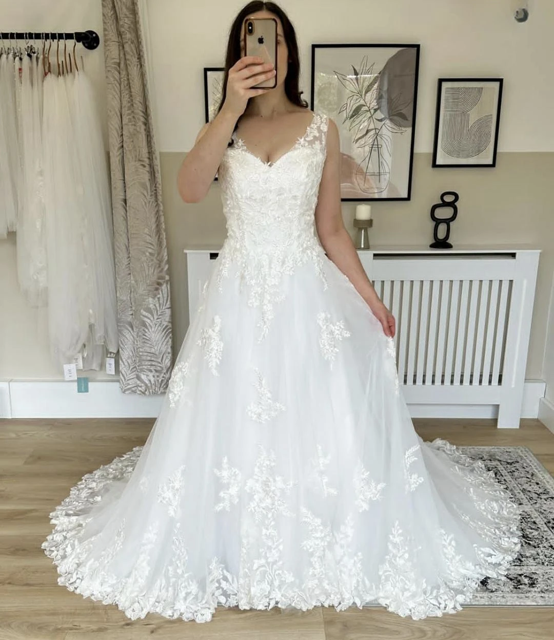 

A-Line Wedding Dress For Women Customize To Measures Lace Appliques Court Train Bridal Gowns Charming For Women 2024 Tulle