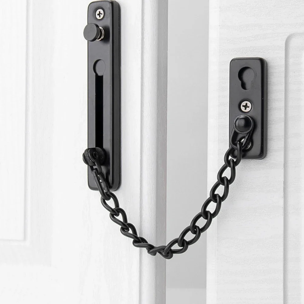 Door chain lock Door Chain Lock Stainless Steel Security Chain Guard Spring Anti-Theft Press Heavy Duty Slide Catch Latch Screw Guard Accessory