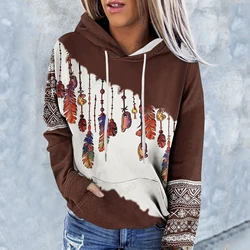 Vintage Ethnic Hoodie Women Fashion Oversized Hoodies Women Sweats Coat Vintage Hooded Sweats Pullovers Women's Clothing Gifts