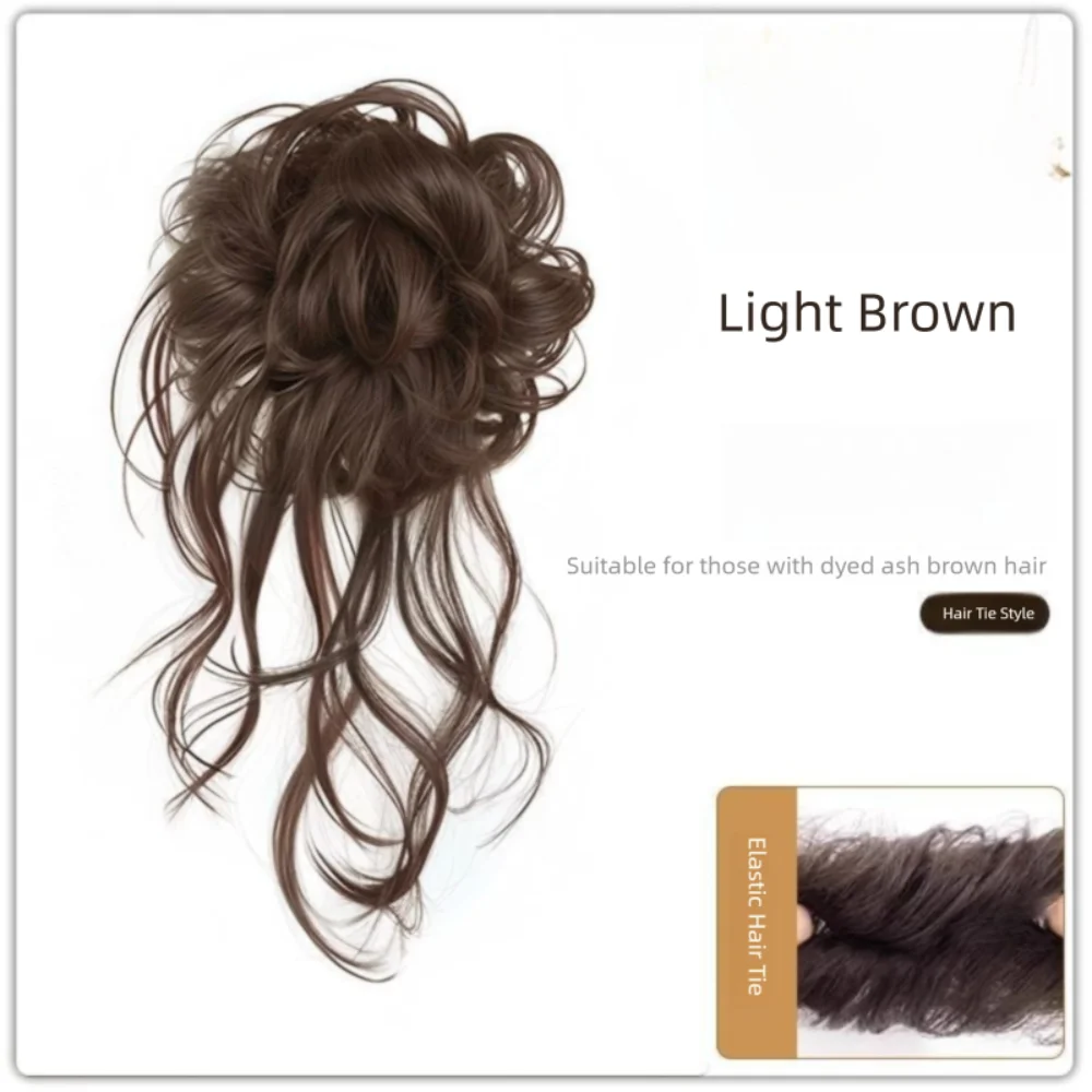 Synthetic Hair Bun Claw Clip Natural Black Fluffy Wig